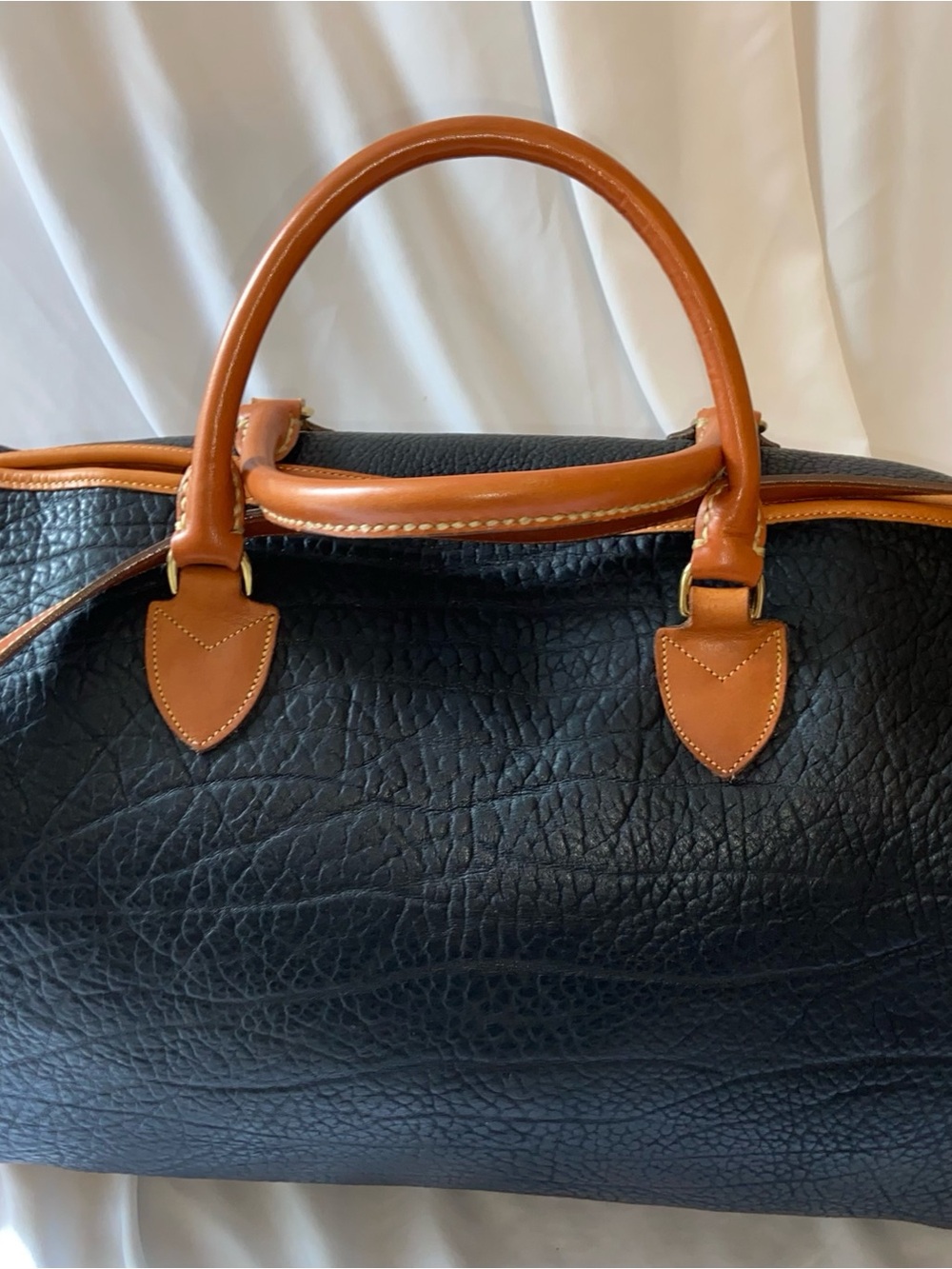 Dooney & Bourke Leather Travel Duffle Bag - Black with Tan Trim - Picture 3 of 8